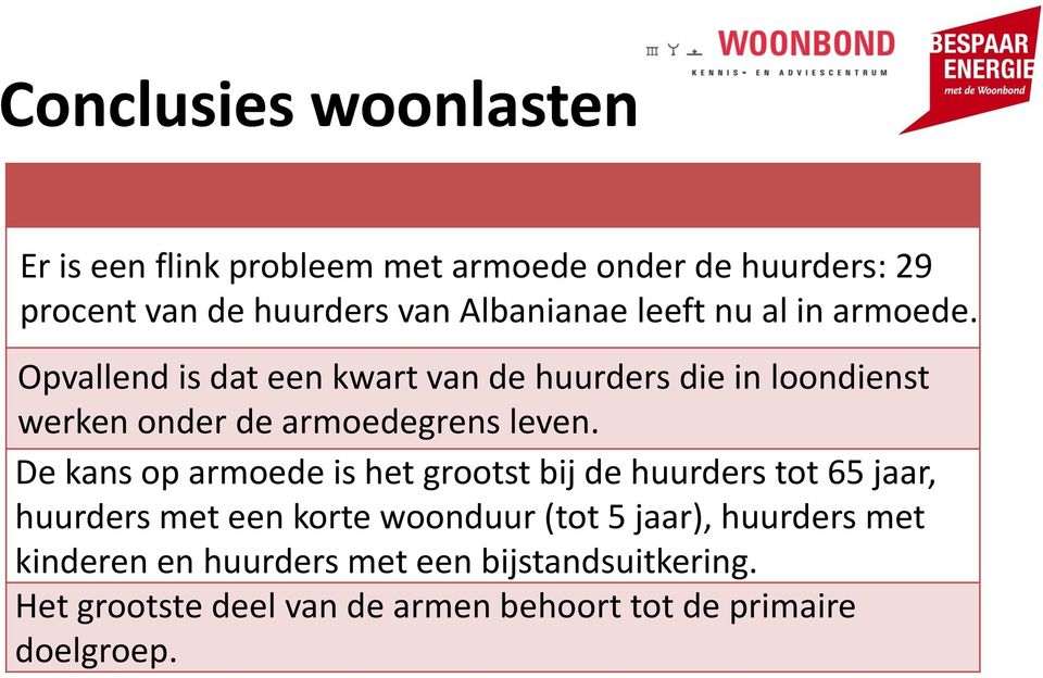 De kans op armoede is het grootst bij de huurders tot 65 jaar, huurders met een korte woonduur (tot 5 jaar), huurders