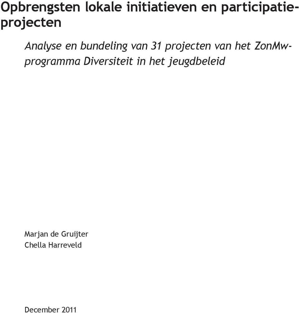 projecten van het ZonMwprogramma Diversiteit in