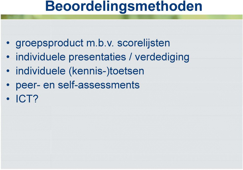 presentaties / verdediging individuele