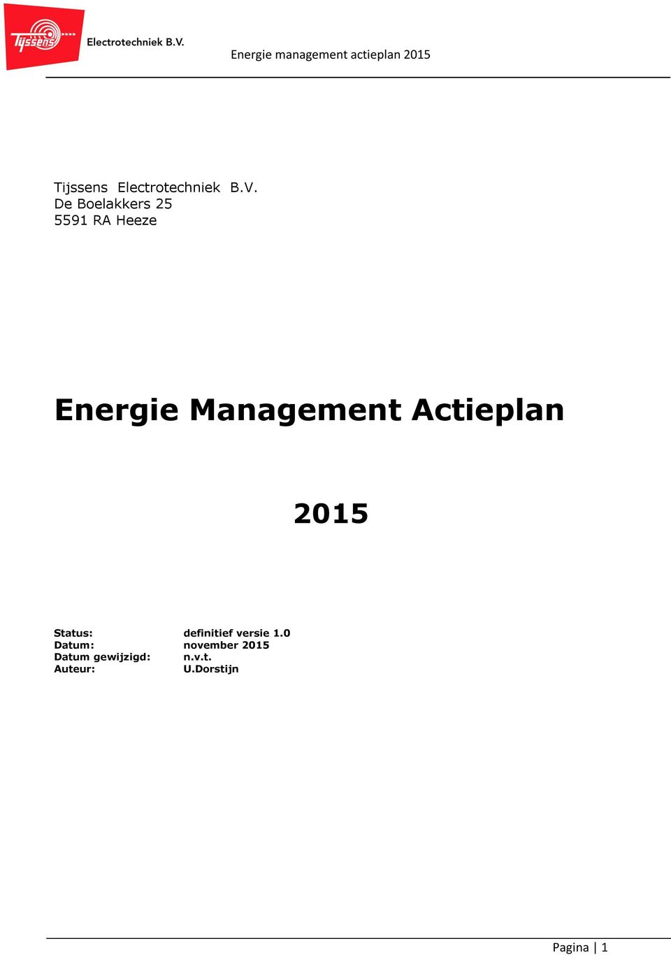 Actieplan 2015 Status: definitief versie 1.