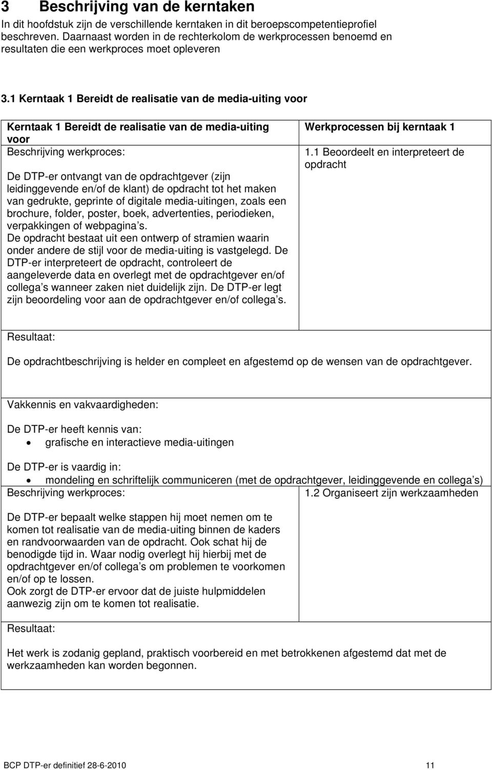 1 Kerntaak 1 Bereidt de realisatie van de media-uiting voor Kerntaak 1 Bereidt de realisatie van de media-uiting voor Beschrijving werkproces: De DTP-er ontvangt van de opdrachtgever (zijn