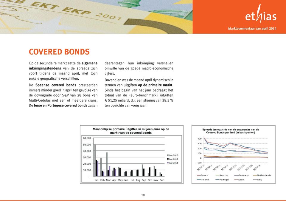 De Ierse en Portugese covered bonds zagen daarentegen hun inkrimping versnellen omwille van de goede macro-economische cijfers.