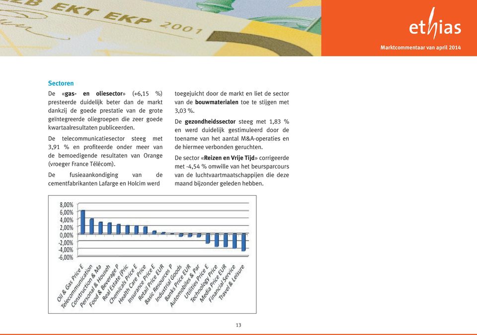 De fusieaankondiging van de cementfabrikanten Lafarge en Holcim werd toegejuicht door de markt en liet de sector van de bouwmaterialen toe te stijgen met 3,03 %.