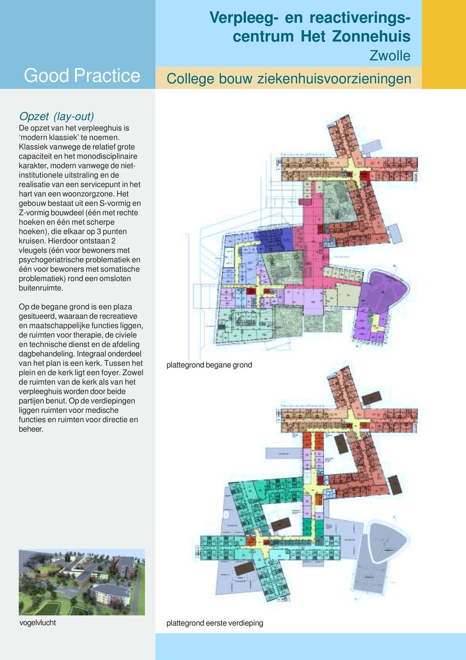 Het gebouw bestaat uit een S-vormig en Z-vormig bouwdeel (één met rechte hoeken en één met scherpe hoeken), die elkaar op 3 punten kruisen.