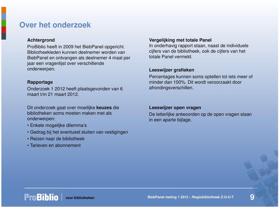 Rapportage Onderzoek 1 2012 heeft plaatsgevonden van 6 maart t/m 21 maart 2012.