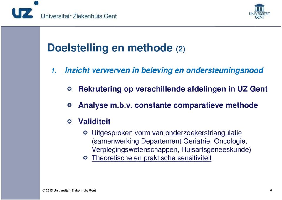 in UZ Gent Analyse m.b.v.