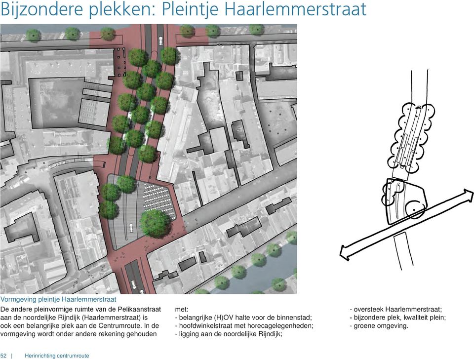 In de vormgeving wordt onder andere rekening gehouden met: - belangrijke (H)OV halte voor de binnenstad; - hoofdwinkelstraat met