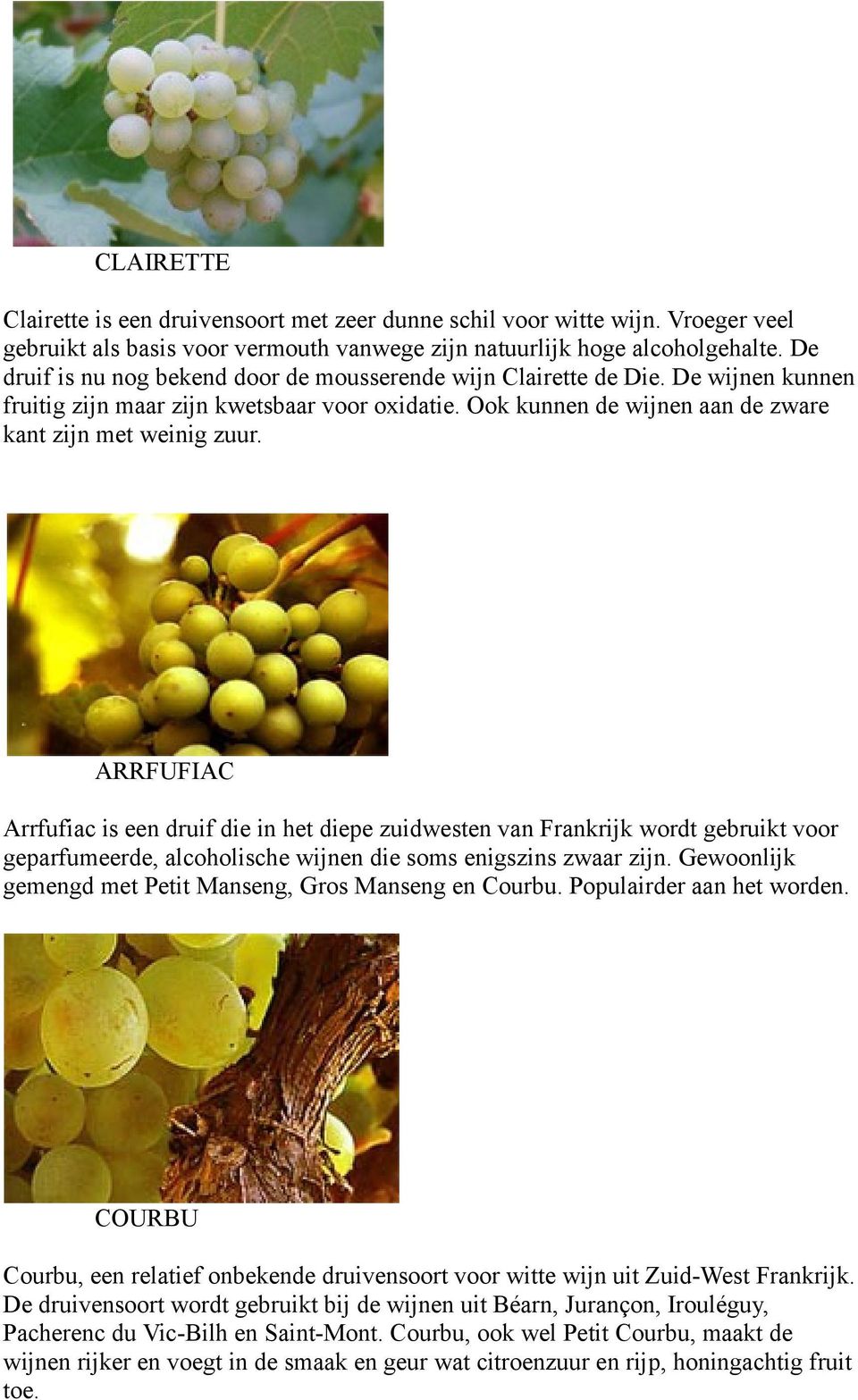 ARRFUFIAC Arrfufiac is een druif die in het diepe zuidwesten van Frankrijk wordt gebruikt voor geparfumeerde, alcoholische wijnen die soms enigszins zwaar zijn.
