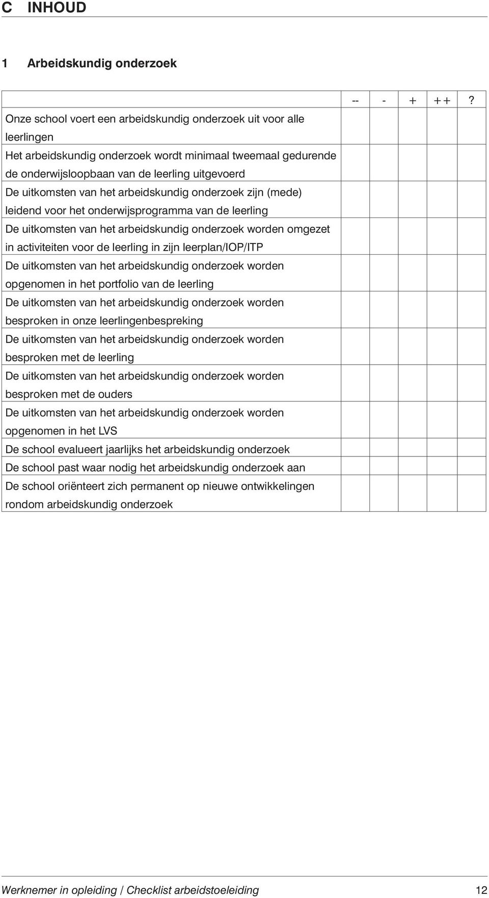 activiteiten voor de leerling in zijn leerplan/iop/itp De uitkomsten van het arbeidskundig onderzoek worden opgenomen in het portfolio van de leerling De uitkomsten van het arbeidskundig onderzoek