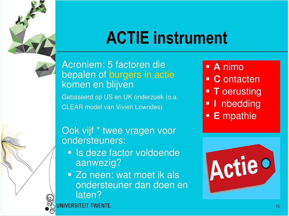 vragen voor ondersteuners: Is deze factor voldoende aanwezig?