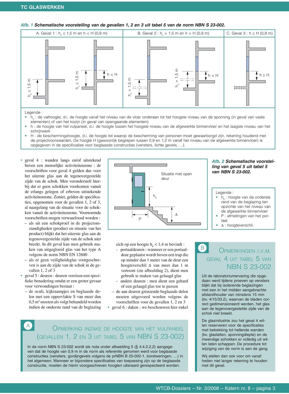 de hoogte vanaf het niveau van de vloer onderaan tot het hoogste niveau van de sponning (in geval van vaste elementen) of van het kozijn (in geval van opengaande elementen) h : de hoogte van het