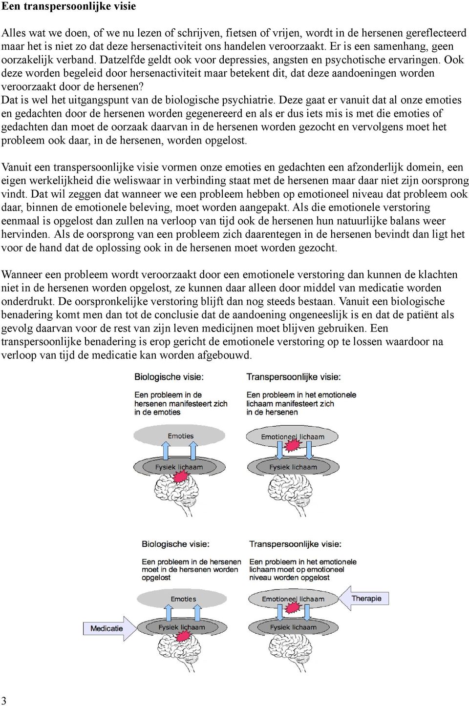 Ook deze worden begeleid door hersenactiviteit maar betekent dit, dat deze aandoeningen worden veroorzaakt door de hersenen? Dat is wel het uitgangspunt van de biologische psychiatrie.