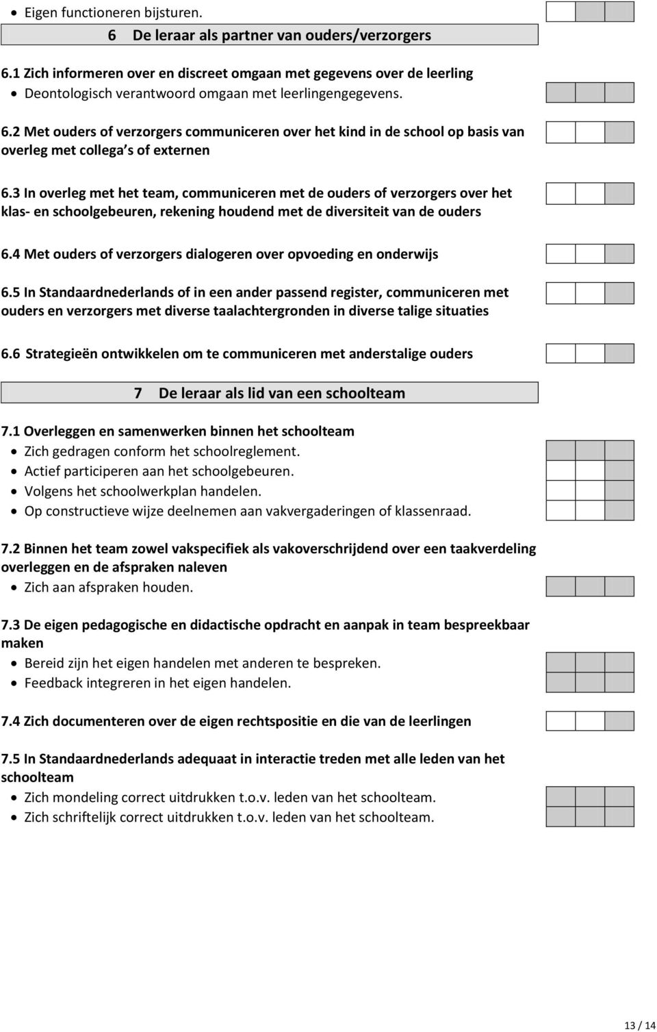 2 Met ouders of verzorgers communiceren over het kind in de school op basis van overleg met collega s of externen 6.