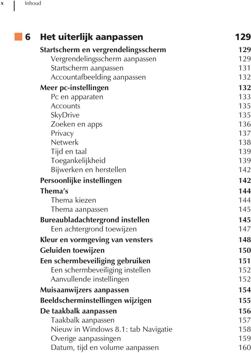 kiezen 144 Thema aanpassen 145 Bureaubladachtergrond instellen 145 Een achtergrond toewijzen 147 Kleur en vormgeving van vensters 148 Geluiden toewijzen 150 Een schermbeveiliging gebruiken 151 Een