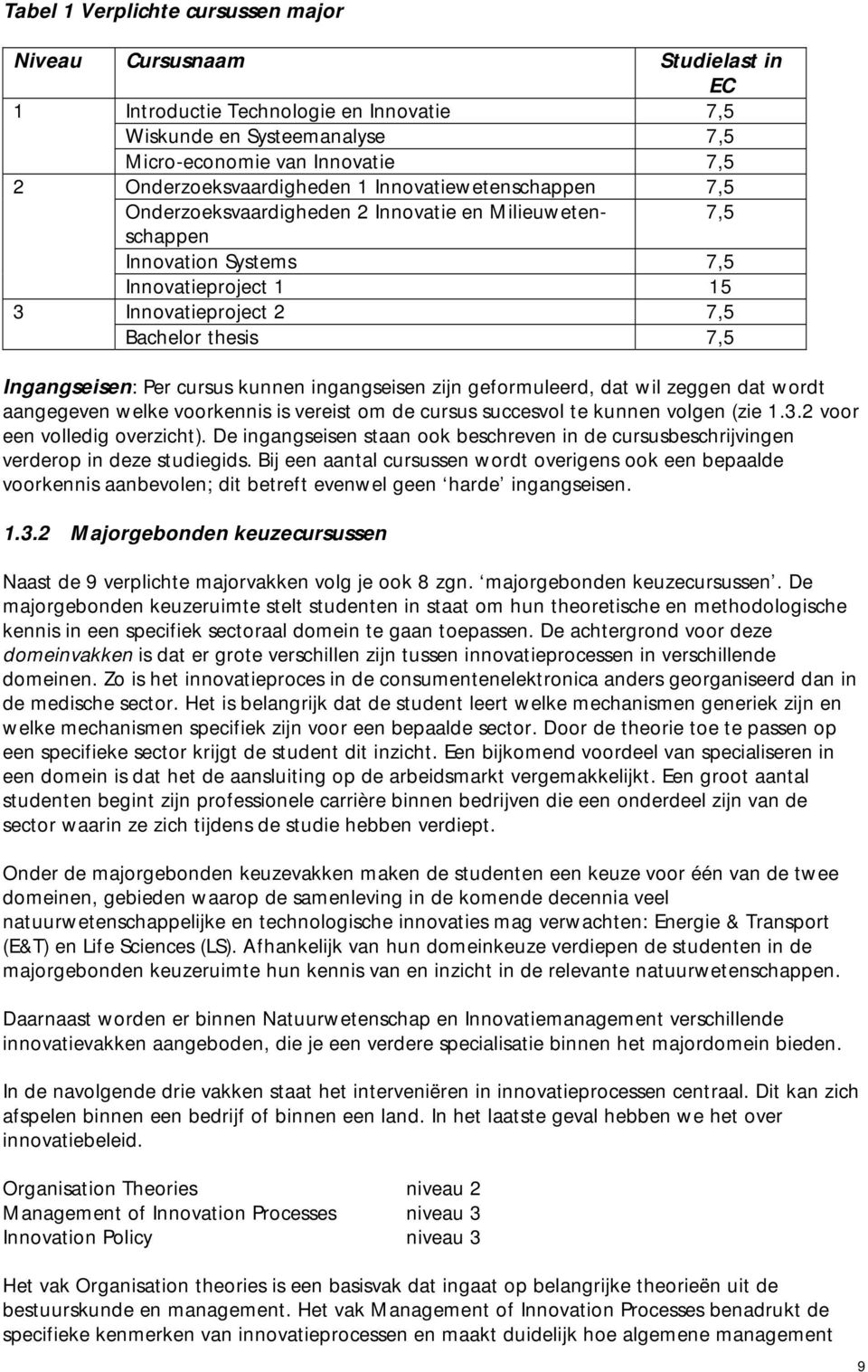 7,5 Ingangseisen: Per cursus kunnen ingangseisen zijn geformuleerd, dat wil zeggen dat wordt aangegeven welke voorkennis is vereist om de cursus succesvol te kunnen volgen (zie 1.3.