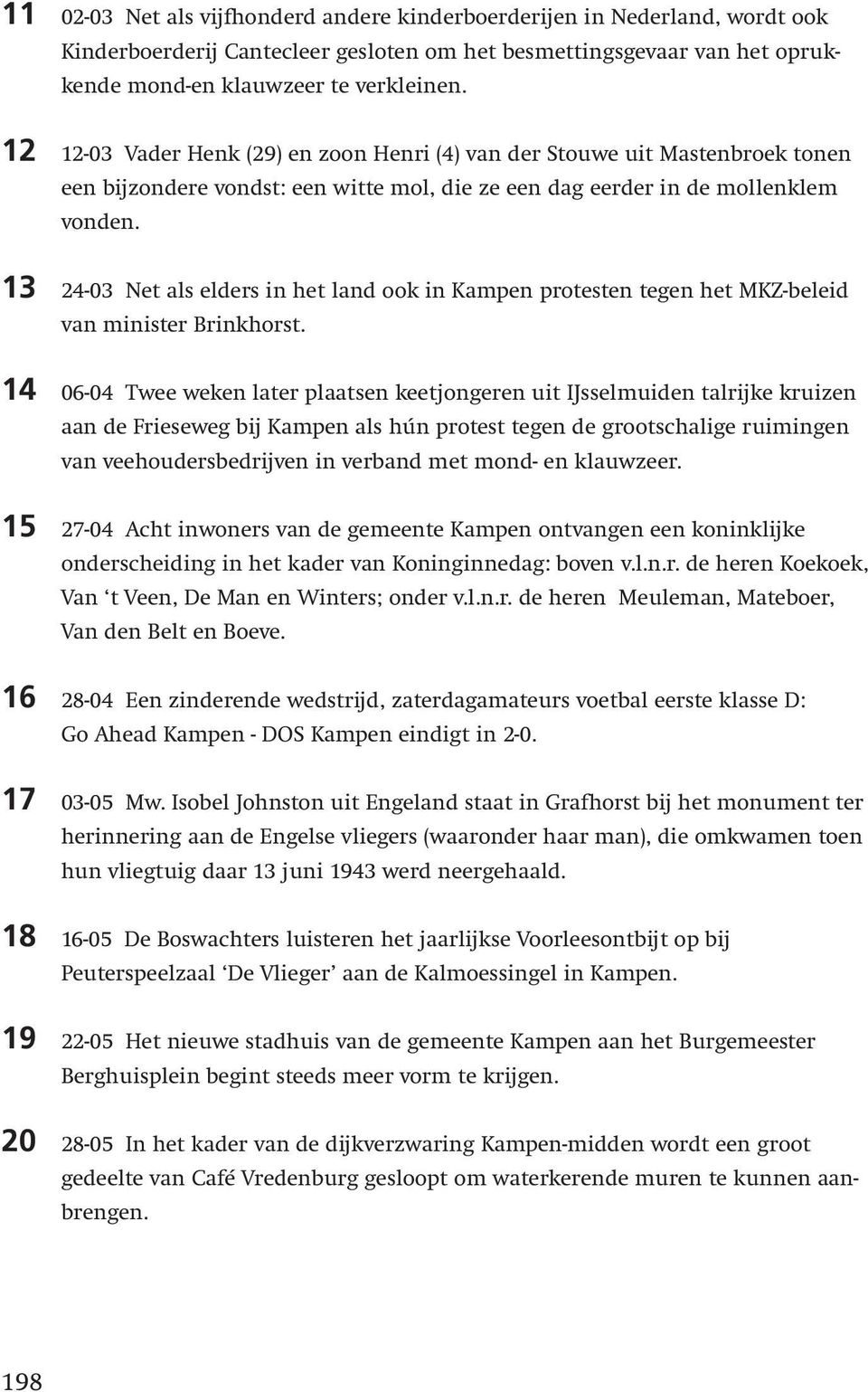 13 24-03 Net als elders in het land ook in Kampen protesten tegen het MKZ-beleid van minister Brinkhorst.