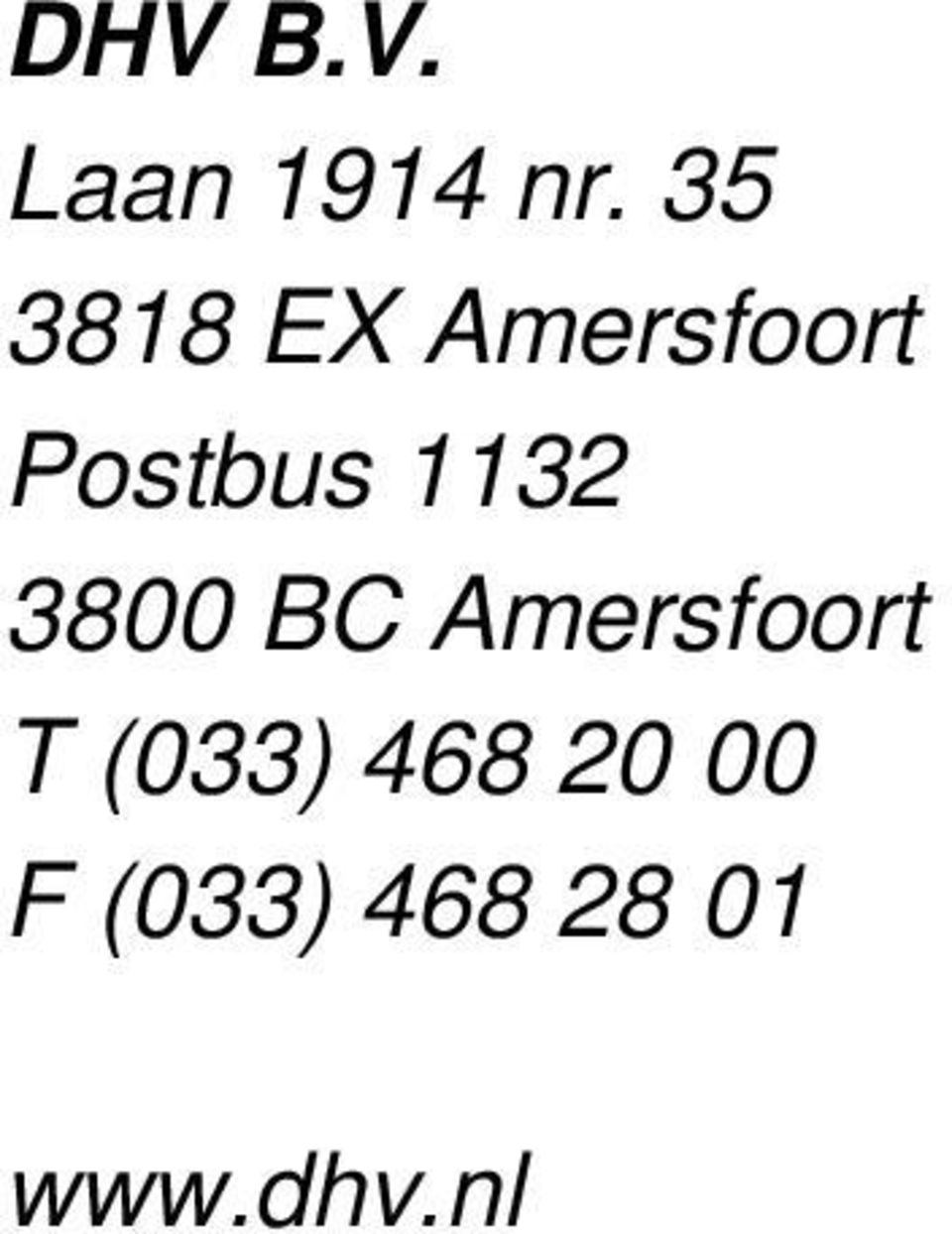 Postbus 1132 3800 BC