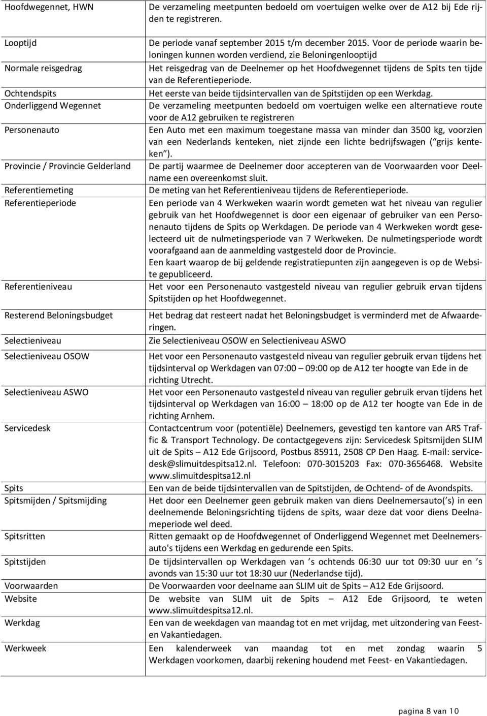 Selectieniveau De periode vanaf september 2015 t/m december 2015.