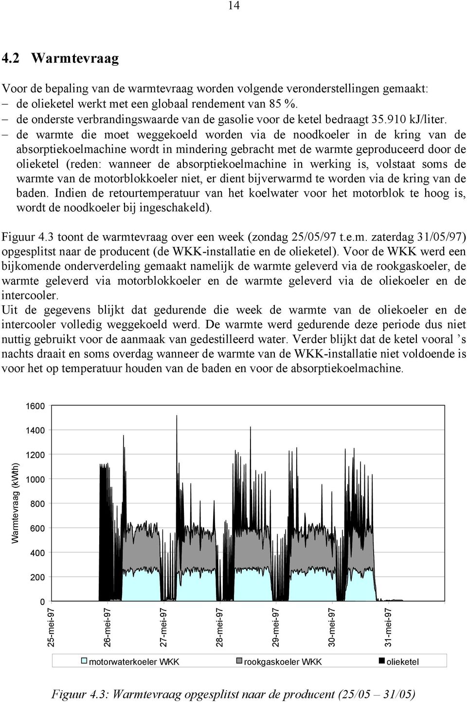 de warmte die moet weggekoeld worden via de noodkoeler in de kring van de absorptiekoelmachine wordt in mindering gebracht met de warmte geproduceerd door de olieketel (reden: wanneer de