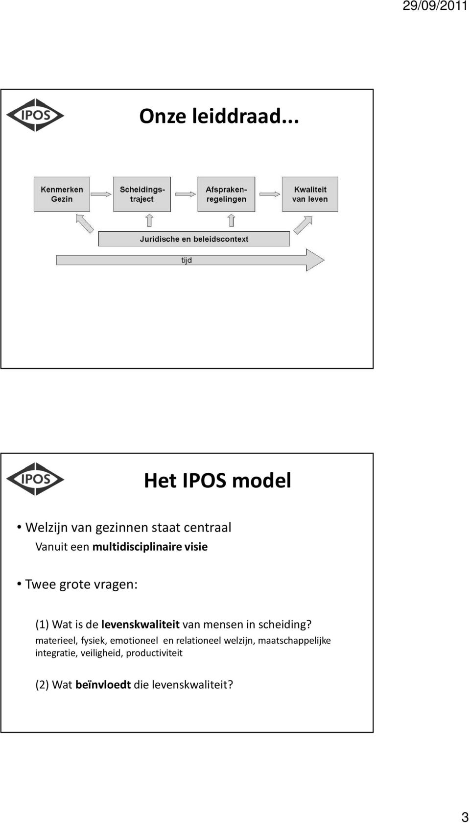 multidisciplinaire visie Twee grote vragen: (1) Wat is de levenskwaliteit van