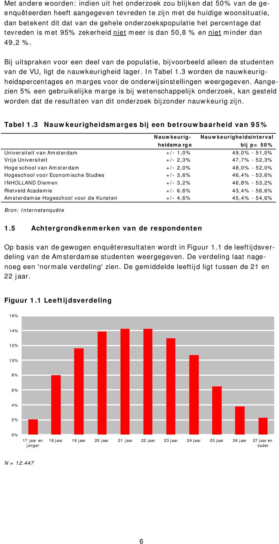 Bij uitspraken voor een deel van de populatie, bijvoorbeeld alleen de studenten van de VU, ligt de nauwkeurigheid lager. In Tabel 1.