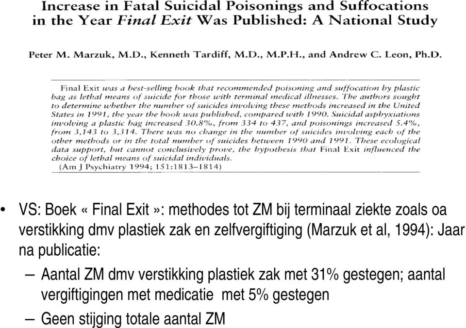 Jaar na publicatie: Aantal ZM dmv verstikking plastiek zak met 31%
