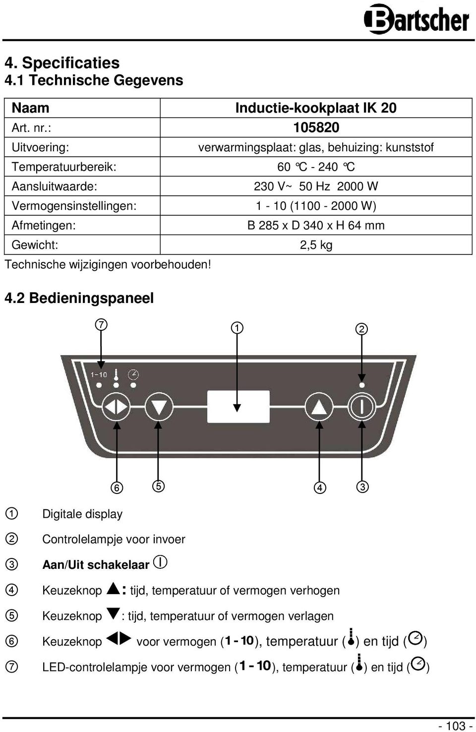 (1100-2000 W) Afmetingen: Gewicht: Technische wijzigingen voorbehouden! 4.