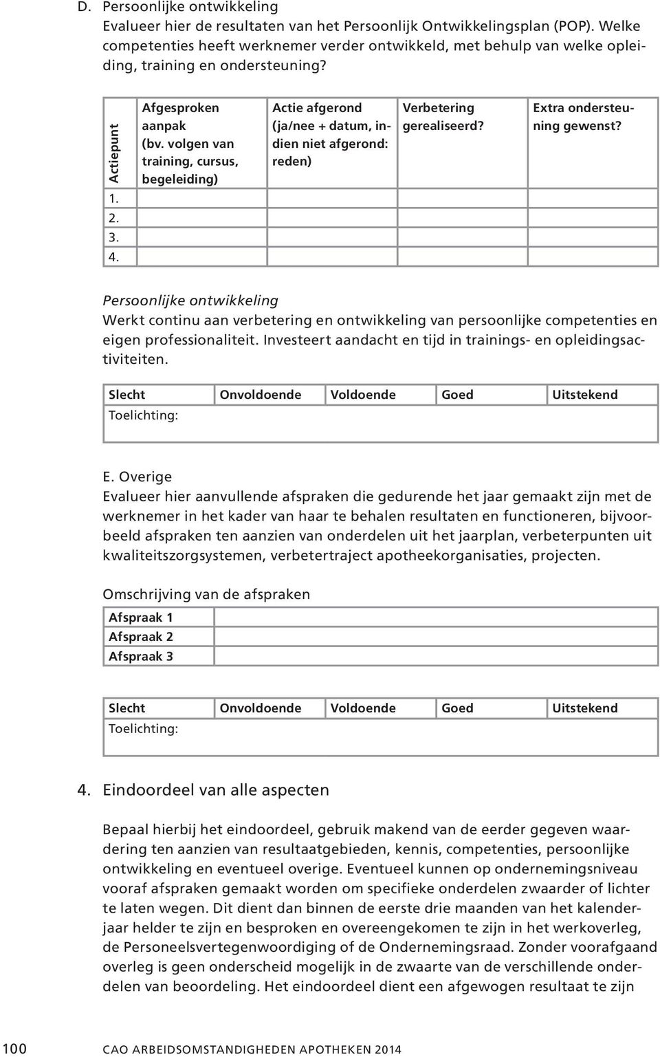 volgen van training, cursus, begeleiding) Actie afgerond (ja/nee + datum, indien niet afgerond: reden) Verbetering gerealiseerd? Extra ondersteuning gewenst? 1. 2. 3. 4.