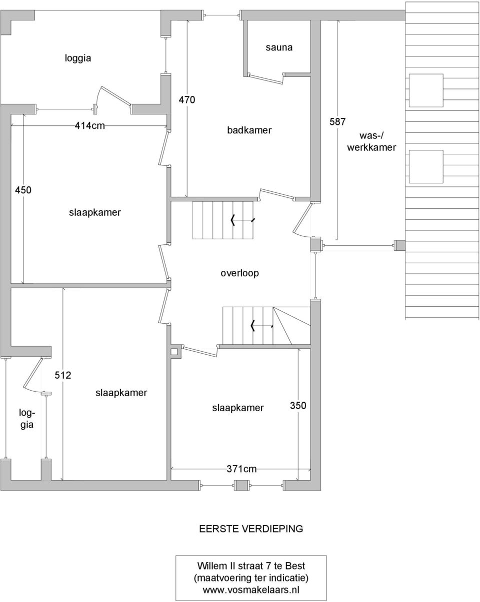 slaapkamer 350 371cm EERSTE VERDIEPING Willem II