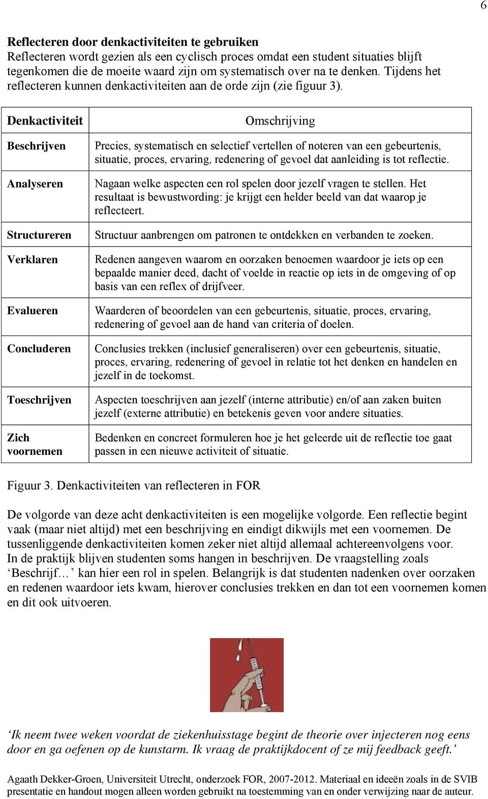 Denkactiviteit Beschrijven Analyseren Structureren Verklaren Evalueren Concluderen Toeschrijven Zich voornemen Omschrijving Precies, systematisch en selectief vertellen of noteren van een