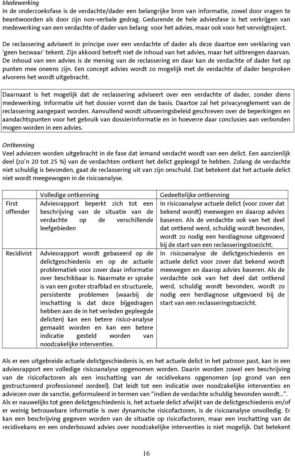 De reclassering adviseert in principe over een verdachte of dader als deze daartoe een verklaring van geen bezwaar tekent.