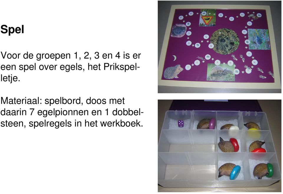 Materiaal: spelbord, doos met daarin 7