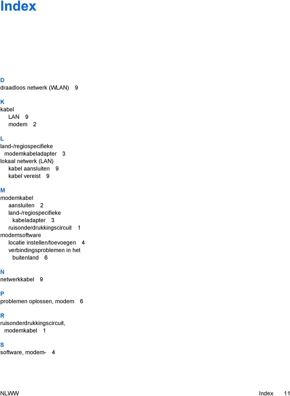 ruisonderdrukkingscircuit 1 modemsoftware locatie instellen/toevoegen 4 verbindingsproblemen in het buitenland 6