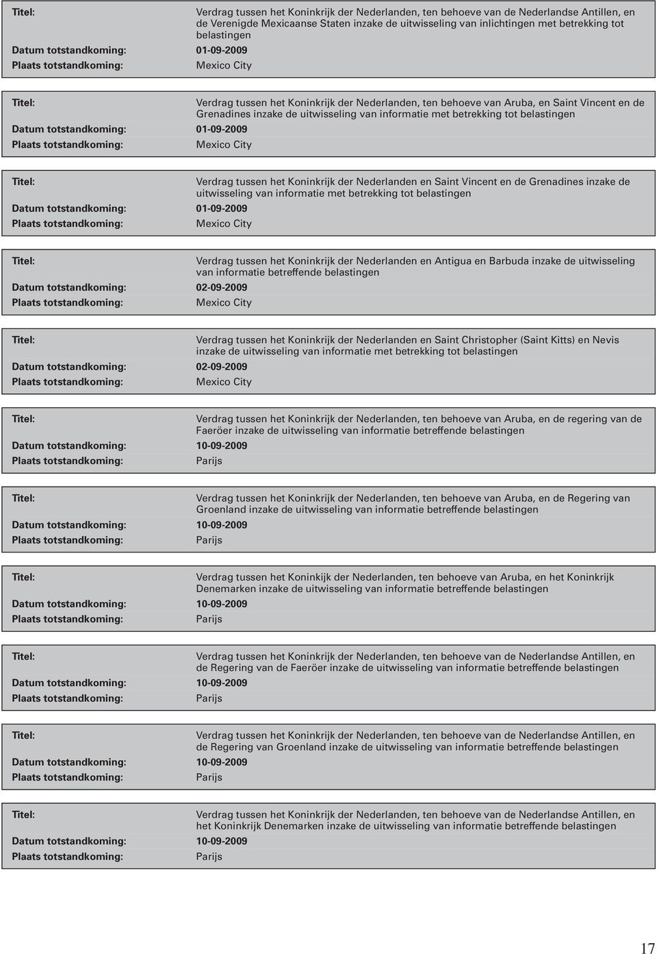 der Nederlanden en Saint Vincent en de Grenadines inzake de uitwisseling van informatie met betrekking tot belastingen Datum totstandkoming: 01-09-2009 Mexico City Verdrag tussen het Koninkrijk der