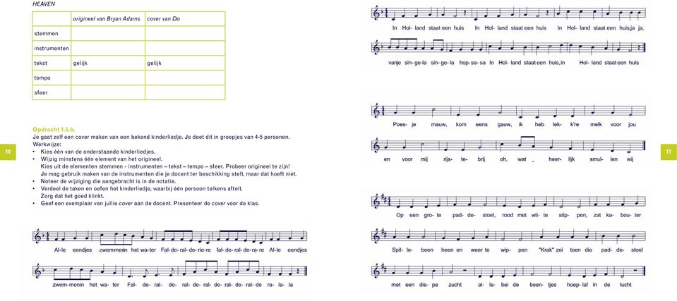 Kies uit de elementen stemmen - instrumenten tekst tempo sfeer. Probeer origineel te zijn! Je mag gebruik maken van de instrumenten die je docent ter beschikking stelt, maar dat hoeft niet.