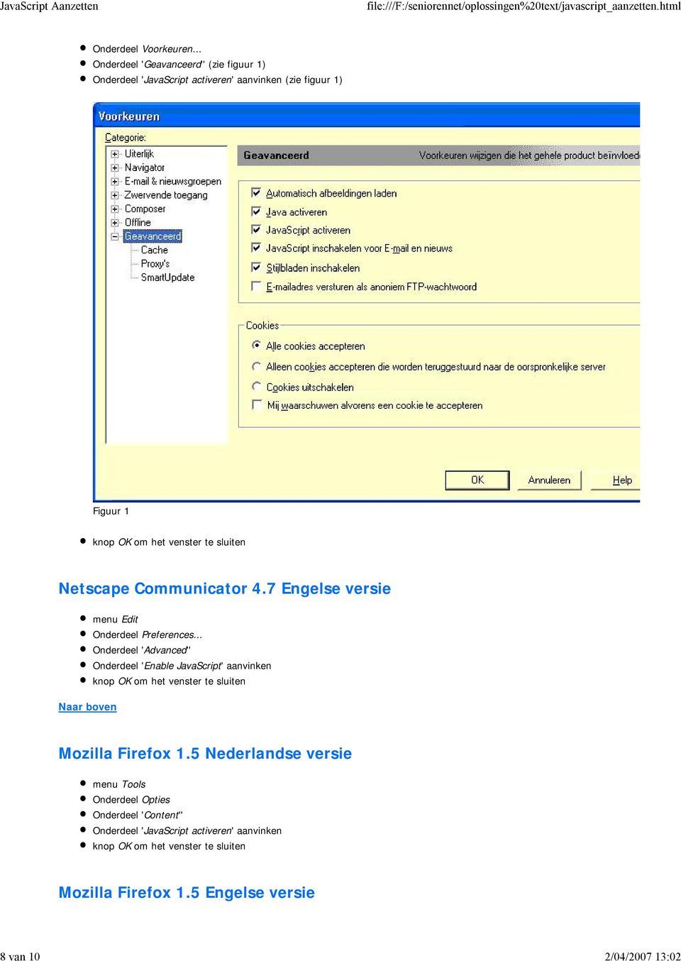 Netscape Communicator 4.7 Engelse versie menu Edit Onderdeel Preferences.