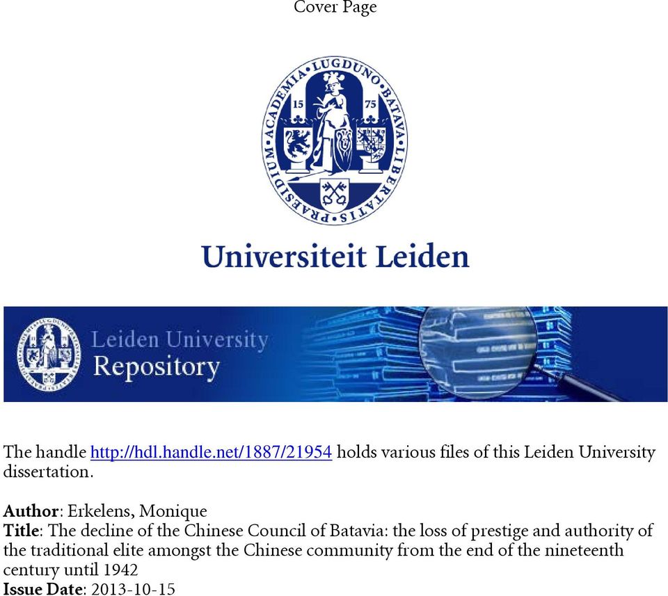 net/1887/21954 holds various files of this Leiden University dissertation.