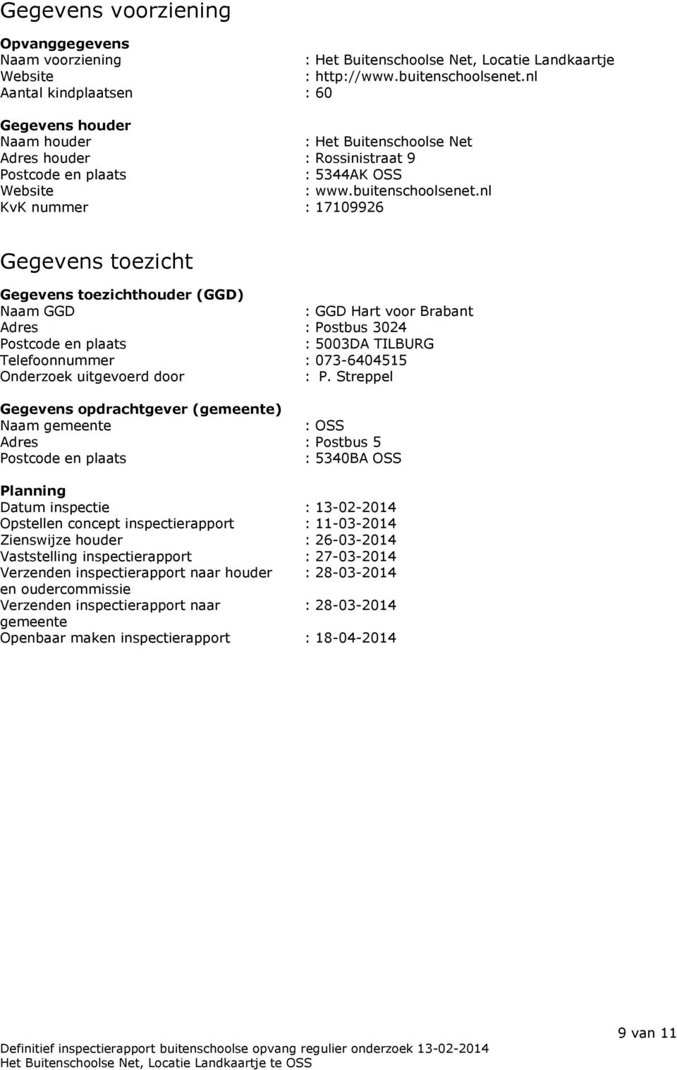 nl KvK nummer : 17109926 Gegevens toezicht Gegevens toezichthouder (GGD) Naam GGD : GGD Hart voor Brabant Adres : Postbus 3024 Postcode en plaats : 5003DA TILBURG Telefoonnummer : 073-6404515