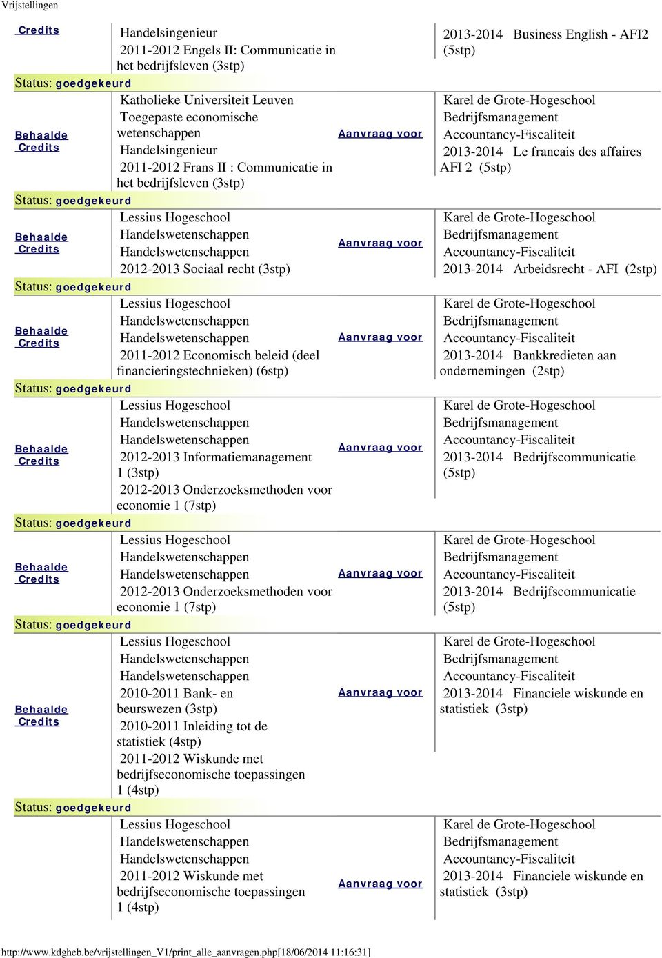 voor economie 1 (7stp) 2010-2011 Bank- en beurswezen (3stp) 2010-2011 Inleiding tot de statistiek (4stp) 2011-2012 Wiskunde met bedrijfseconomische toepassingen 1 (4stp) 2011-2012 Wiskunde met