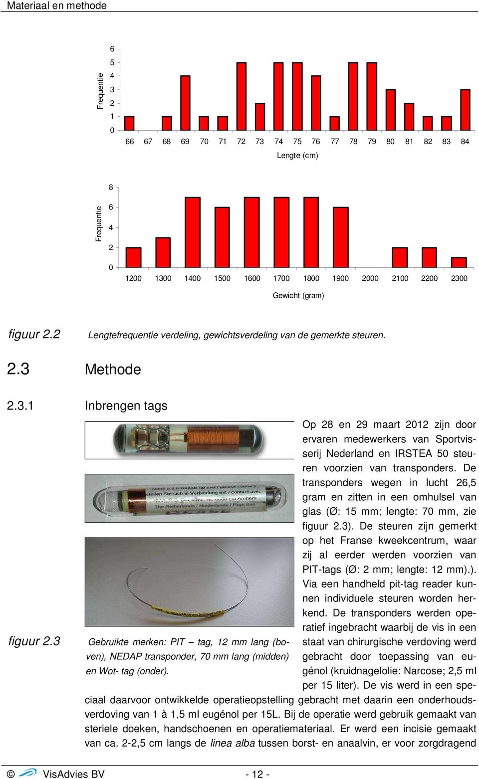 3 Op 28 en 29 maart 2012 zijn door ervaren medewerkers van Sportvisserij Nederland en IRSTEA 50 steuren voorzien van transponders.