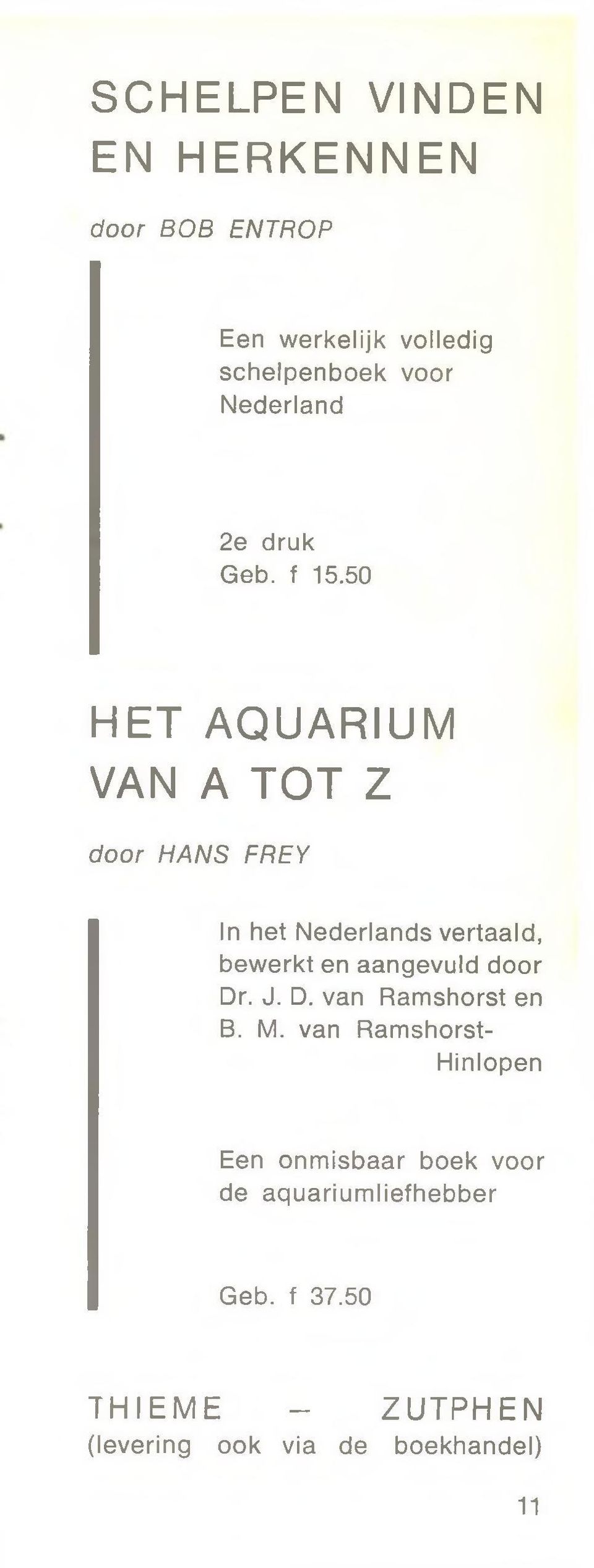 50 HET AQUARIUM VAN A TOT Z door HANS FREY In het Nederlands vertaald, bewerkt en aangevuld