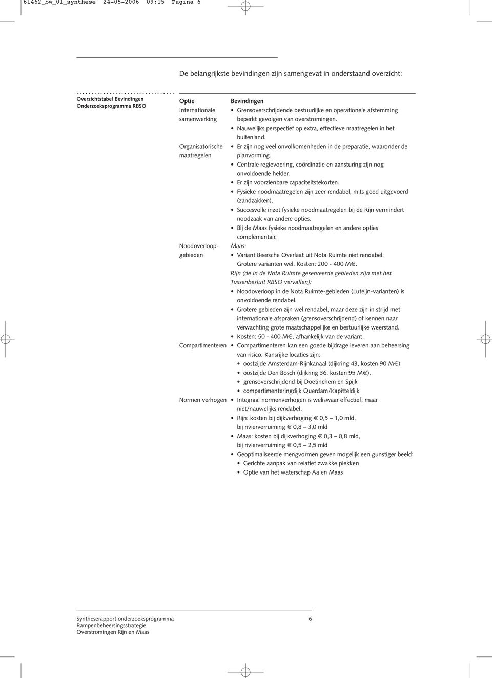 Nauwelijks perspectief op extra, effectieve maatregelen in het buitenland. Organisatorische Er zijn nog veel onvolkomenheden in de preparatie, waaronder de maatregelen planvorming.