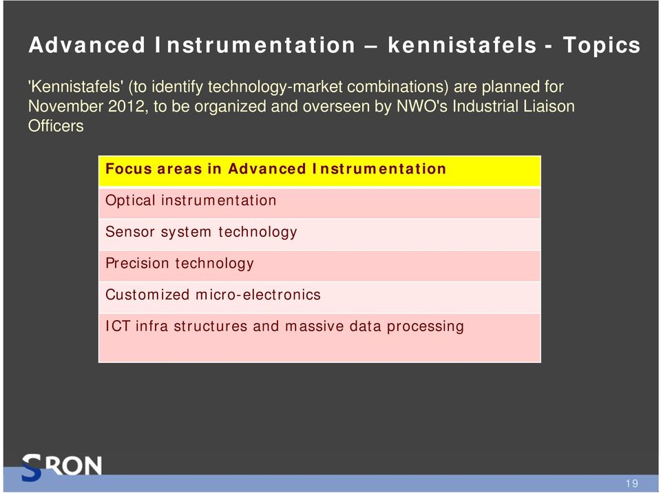 Liaison Officers Focus areas in Advanced Instrumentation Optical instrumentation Sensor system