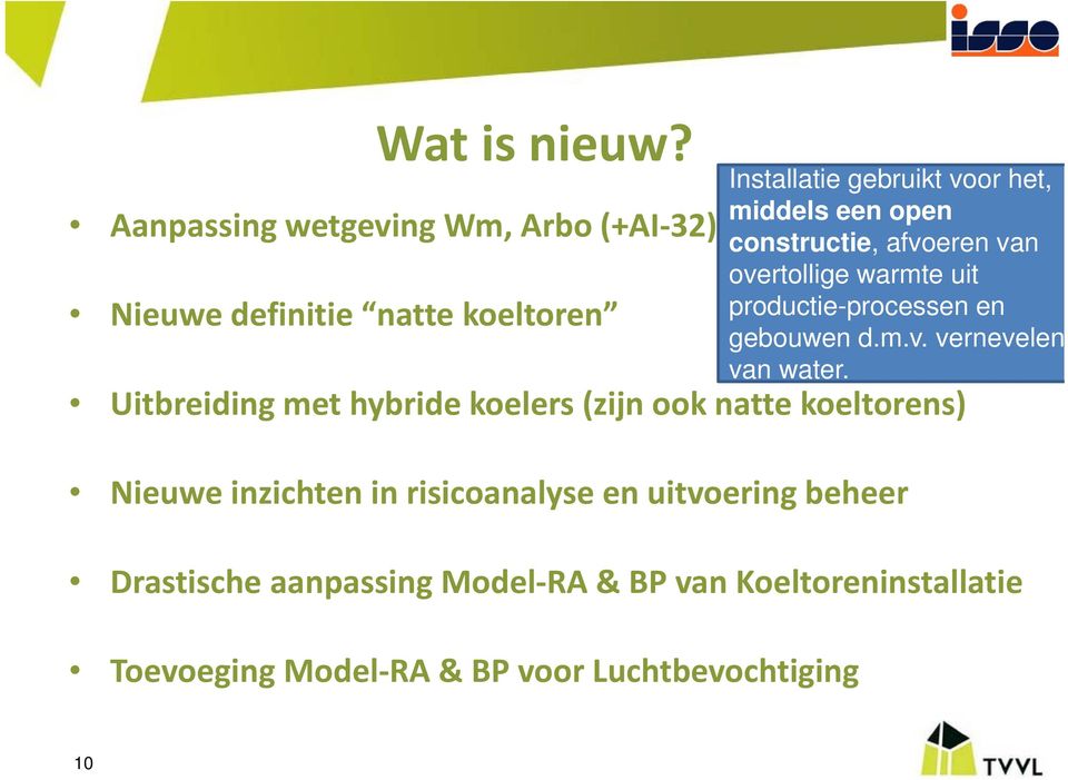 natte koeltorens) Nieuwe inzichten in risicoanalyse en uitvoering beheer Drastische aanpassing Model RA & BP van