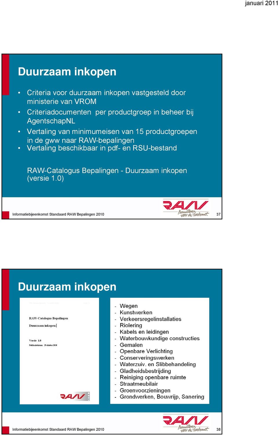 RAW-bepalingen Vertaling beschikbaar in pdf- en RSU-bestand RAW-Catalogus Bepalingen - Duurzaam inkopen (versie 1.