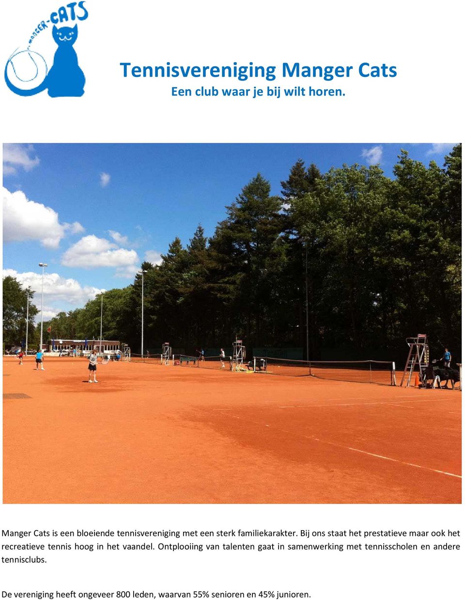 Bij ons staat het prestatieve maar ook het recreatieve tennis hoog in het vaandel.
