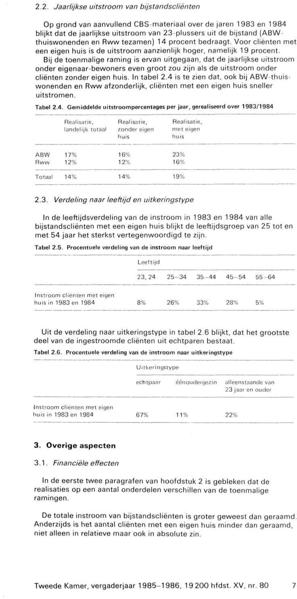 Bij de toenmalige raming is ervan uitgegaan, dat de jaarlijkse uitstroom onder eigenaar-bewoners even groot zou zijn als de uitstroom onder cliënten zonder eigen huis. In tabel 2.