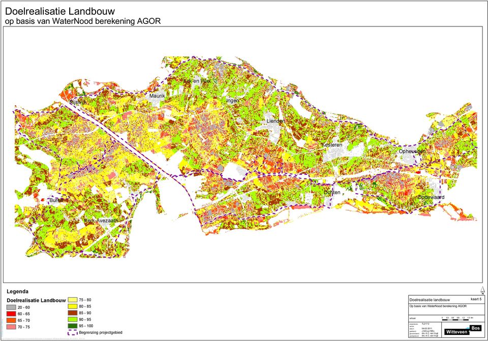 mxd 28-10-2010 16:07:33 75-80 80-85 85-90 90-95 95-100 Doelrealisatie landbouw Op basis van WaterNood