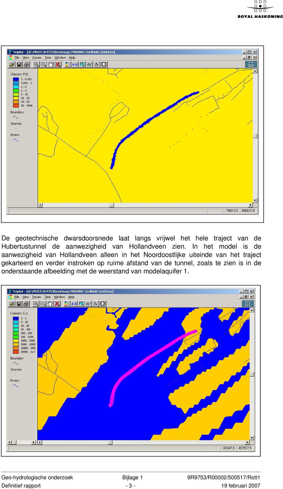 In het model is de aanwezigheid van Hollandveen alleen in het Noordoostlijke uiteinde van het traject gekarteerd en