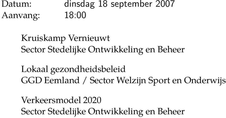 gezondheidsbeleid GGD Eemland / Sector Welzijn Sport en